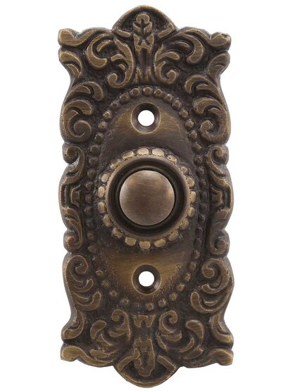 Victorian Decorative Doorbell Button in Antique Brass.